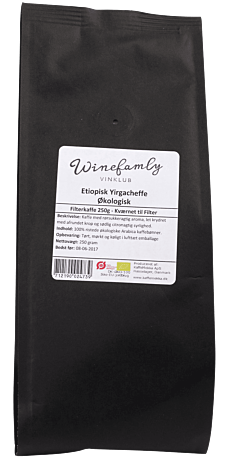 Etiopisk Yirgacheffe kaffe 250 g. (Malet kaffe)